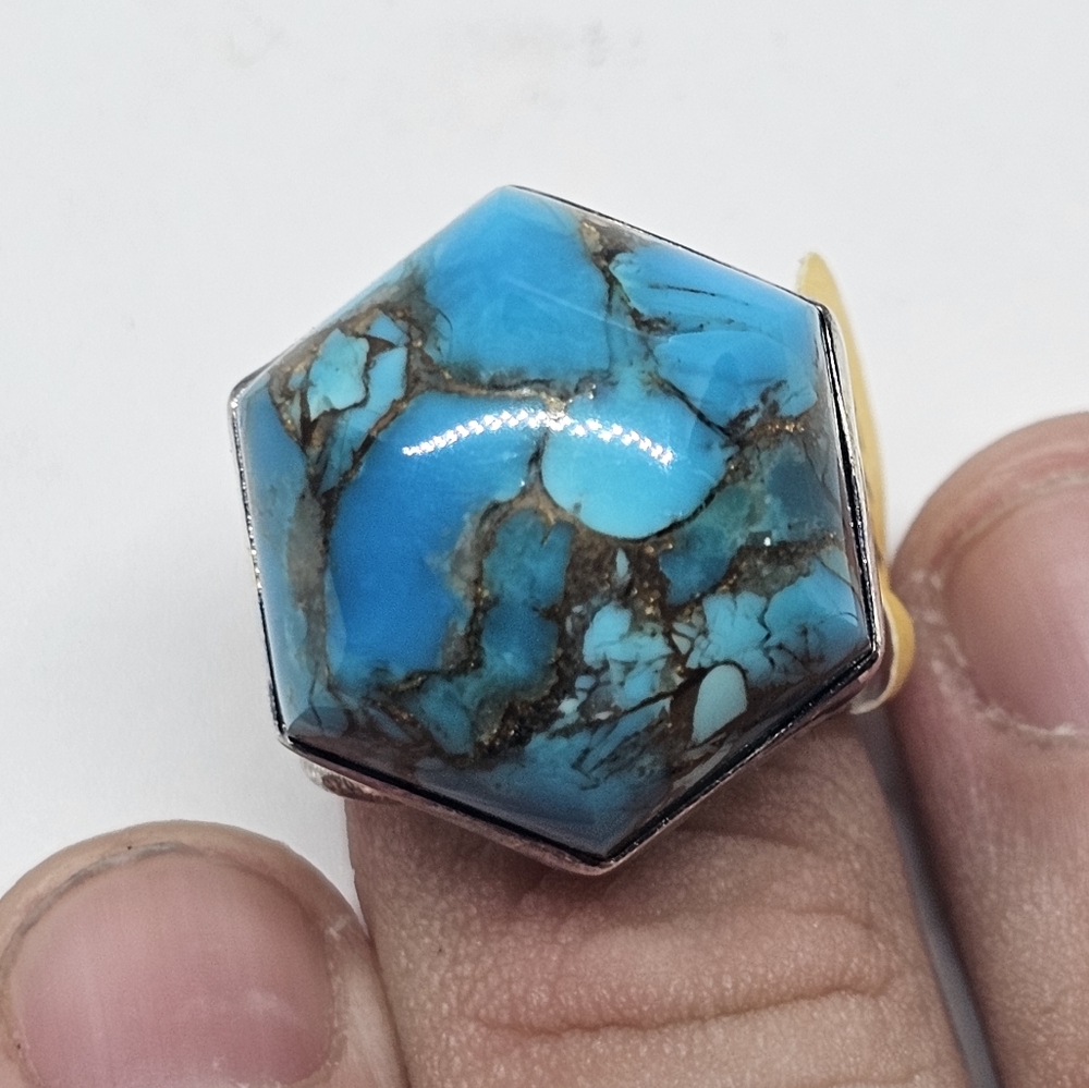 Sterling resin turquoise ring